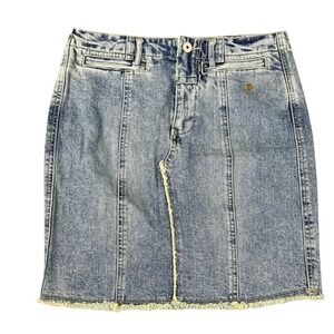 VTG Marithe Francois Girbaud Denim Mini Skirt Short Knee Raw Hem Size 26 NWT